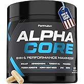Alpha Core 8-in-1 Testosterone Booster for Men – Shilajit, Tongkat Ali, Fadogia Agrestis, Ashwagandha & Fenugreek Complex – Zinc & Boron for Energy & Strength – 120 Capsules (2 Month Supply)