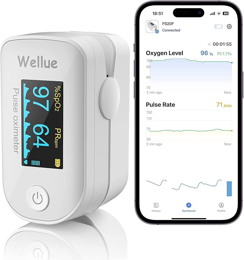 ViATOM Pulse Oximeter Bluetooth Finger Clip SpO2 PR OLED White