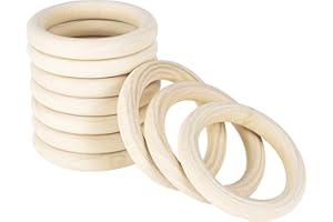 PONGJA 50 PCS 50mm Unfinished Wooden Rings for Craft, Nature Solid Wood Rings for DIY Crafts Without Paint, Macrame Wooden Rings for Ring Pendant and Connectors Jewelry Making