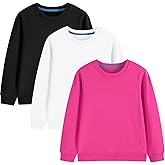 Shouldin 3-Pack Kids and Toddlers' Crewneck Sweatshirts Medium Weight Solid Long Sleeve Pullover Tops for Boys and Girls