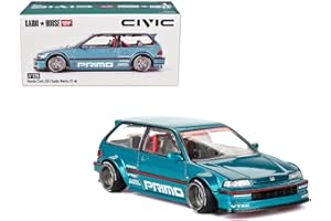 MINI GT MODELS True Scale Miniatures Model Car Compatible with Honda Civic (EF) Kaido Works V1 Tahitian Green Limited Edition 1/64 Diecast Model Car Kaido House KHMG126
