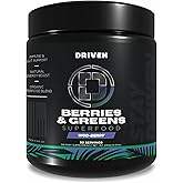 Driven B&G Berries & Greens Superfood Powder, 30 Servings - Organic Plant-Based Formula with Probiotics & Digestive Enzymes -Supports Recovery, Healthy Digestion, and Immune Function