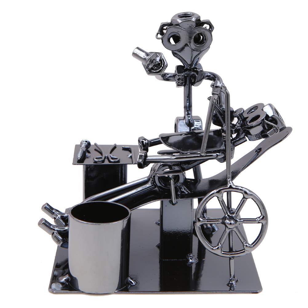 LaMure Unique Orthopedic Dentist Performing Oral Operation Metal Sculpture with Pen holder Iron Man Statue Ornament Doctor Figurine for Dentist Gift Office Clinic Desk Decoration Craft(8214)