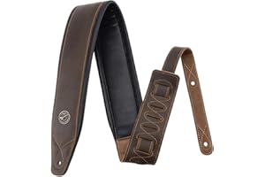 BestSounds Guitar Strap Leather 3 Inch Wide Full Grain Padded Soft Leather Strap for Acoustic, Electric and Bass Guitars