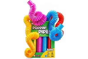 BUNMO Pop Tubes - Sensory Toys - Fidget Toys - Imaginative Play & Stimulating Creative Learning - Hours of Fun for Kids - Tons of Ways to Play - Non-Mouthable Toy 3+ - 4 Pack Large
