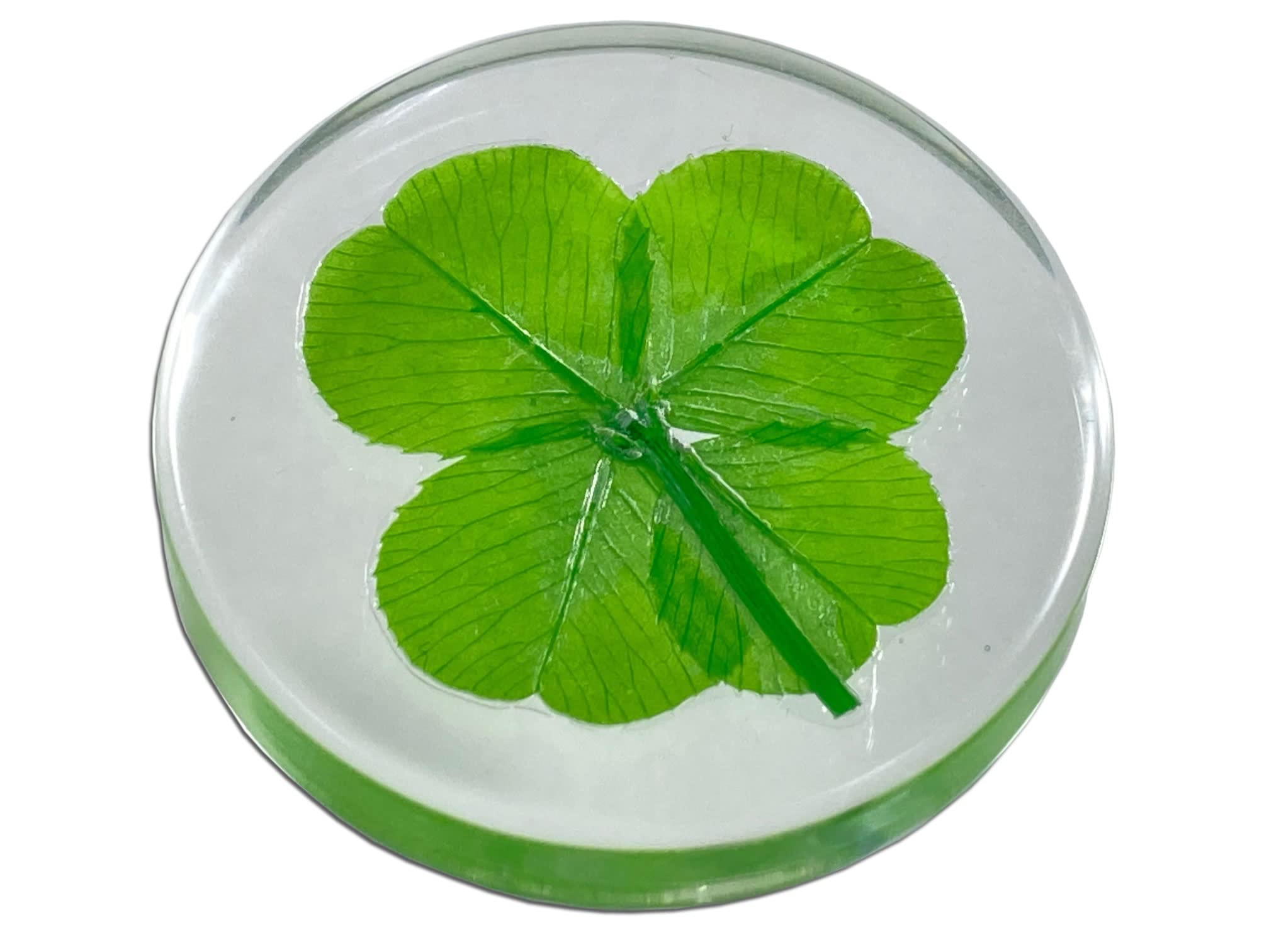 KIN-HEBI Real Four Leaf Clover Good Luck Pocket Token, Preserved, 3.2 cm