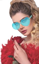 db11 Colorful Feather Boa 6.6ft with Heart Rimless Sunglasses Lake Blue view 8