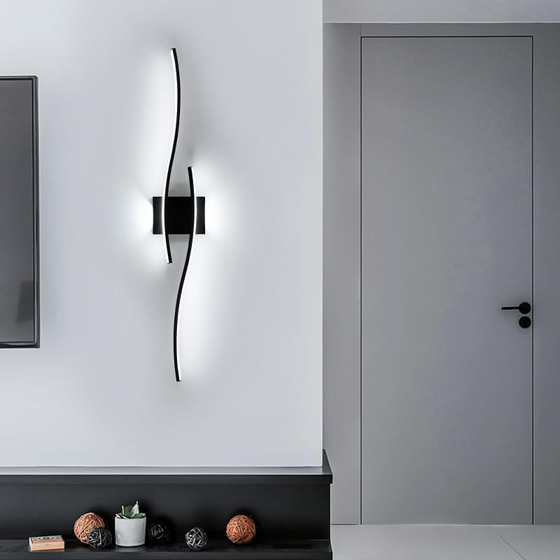 Applique da Parete Interno, 27W 3000LM Lampada da Parete Nero