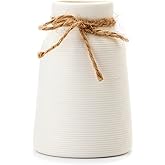 GALOURO White Vase -Flower Vase, Small Vases for Décor, Ceramic Vase for Shelf Décor, Table Décor, Decorative Vase for Bookshelf, Fireplace Mantle, Office, Centerpieces, Petite Farmhouse Décor