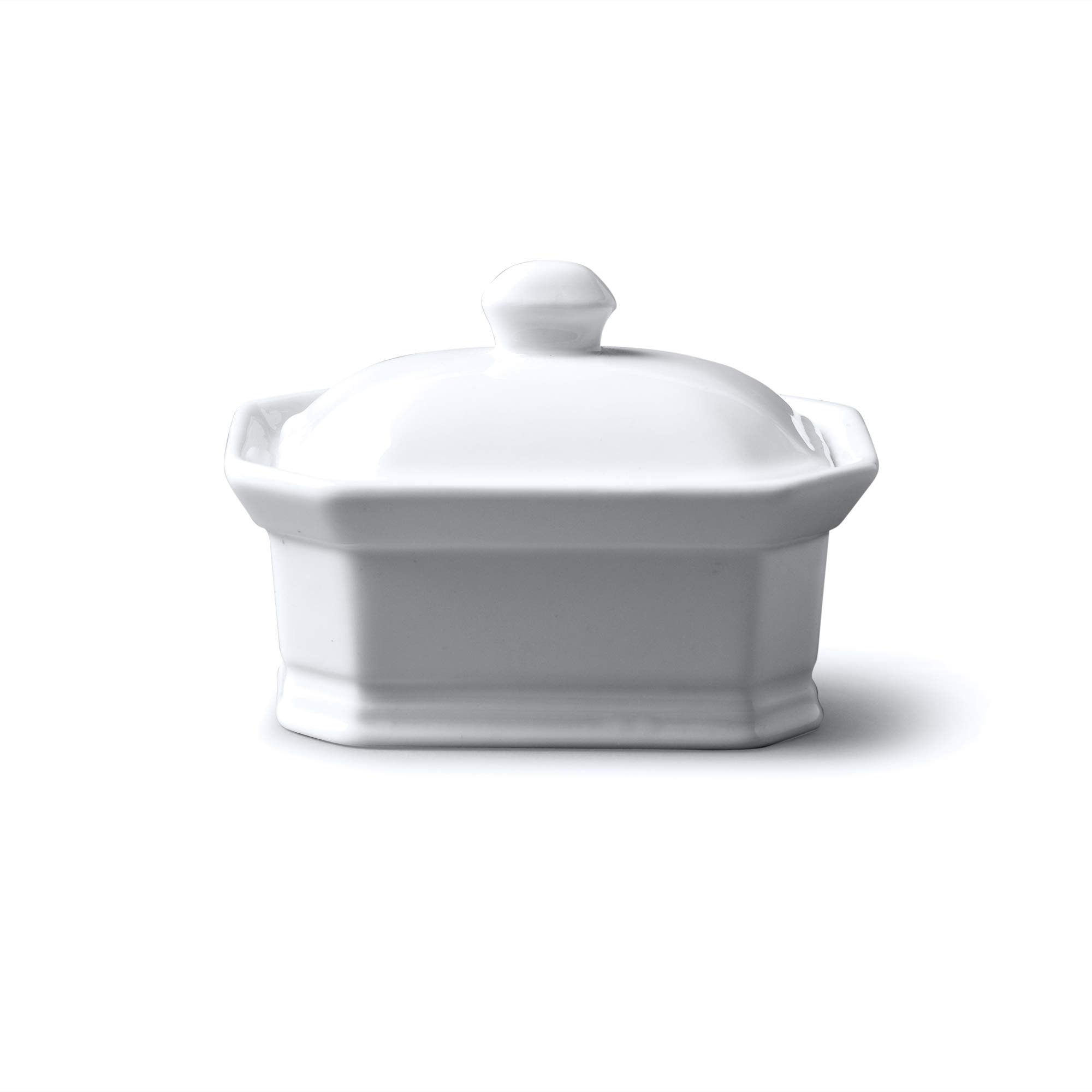 WM Bartleet & Sons 1750 T225 Butter/Terrine Dish with Lid, Porcelain, White,11x8x7cm