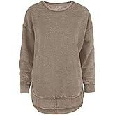 Royce Brand Melange Poncho Fleece: Long Sleeve Crew Neck Hi-Lo Round Bottom, Acorn, M