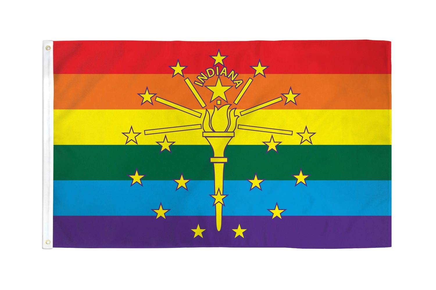 AZ FLAG - Indiana Rainbow Flag - 3x5 Ft - 100D Polyester Gay Lgbt Indiana Banner with Two Metal Grommets - Fade Resistant - Vivid Colors - 3' x 5' Feet - 150x90 Cm