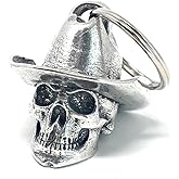 Bravo Bells Cowboy Skull Bell - Biker Ride Bell or Key Chain for Good Luck on the Road - Made in USA