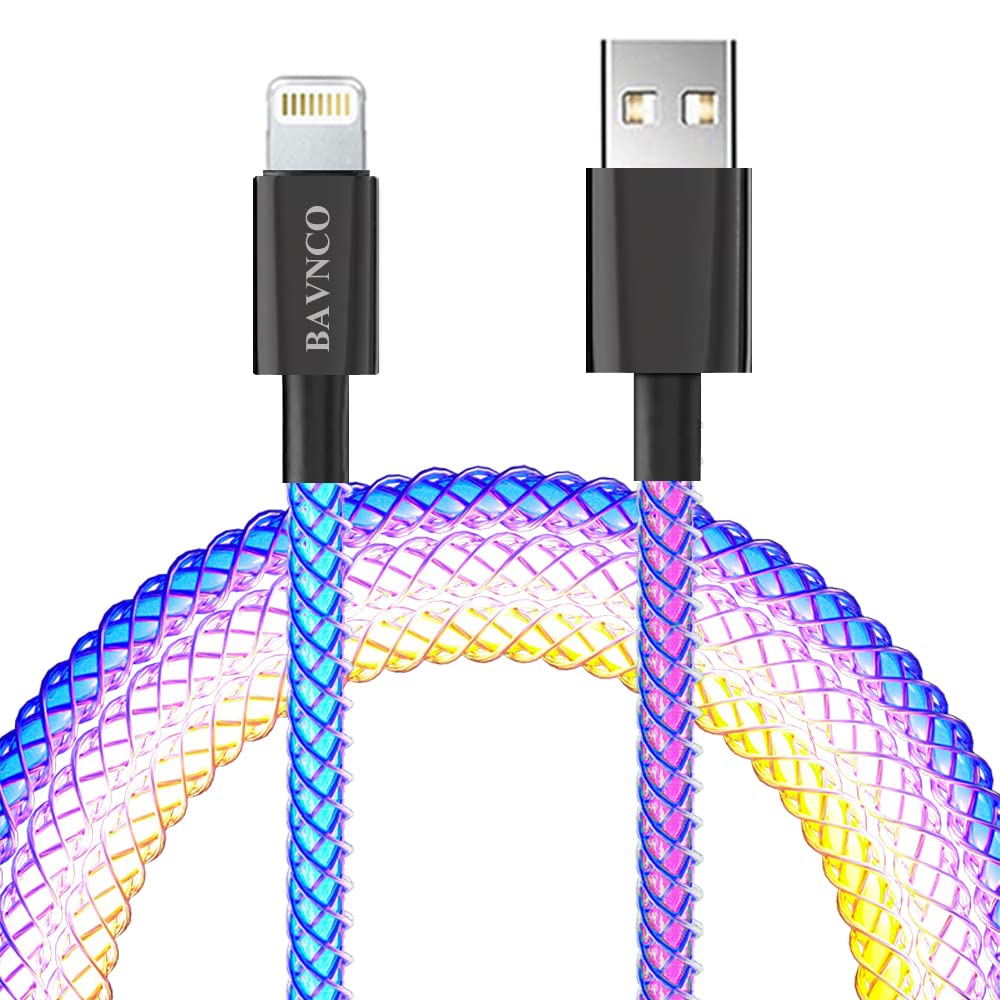Photo 1 of [Apple MFi Certified] iPhone Charger, BANVCO 4.9ft LED RGB Light Up Gradual USB to Lightning Fast Charging Cable High Speed Data Sync Cord for iPhone 14 13 12 11 Pro XS Max XR X 8 7 6 Plus SE More