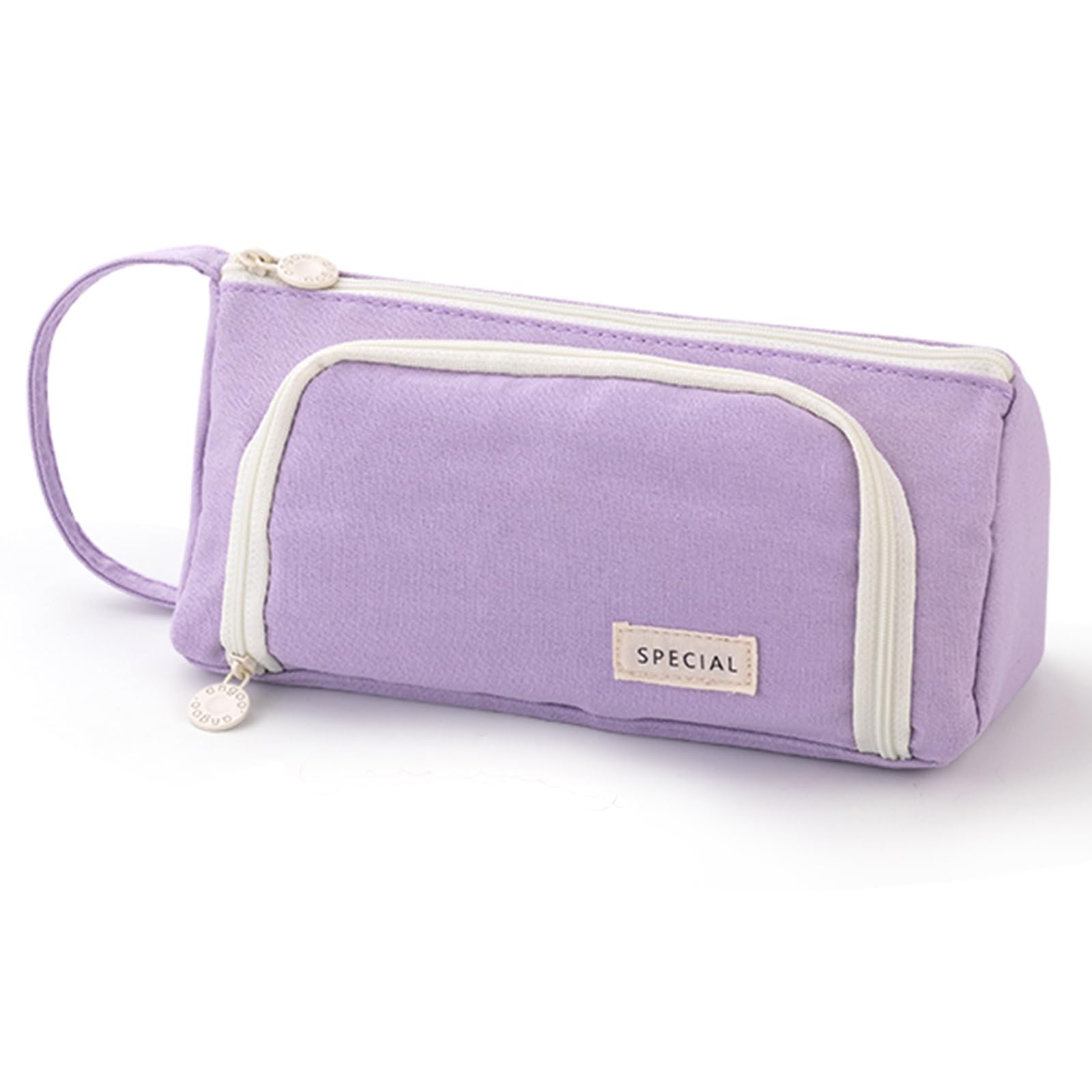ONCCI Pencil Case Large Capacity Teenager Case for Girls Pens for School & Office (Creme-lichte Purple)