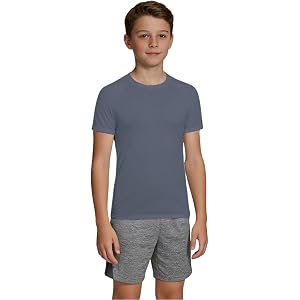 Boys Athletic Shirts Kids Short Sleeve T-Shirts Quick Dry Youth Basketball Football Activewear Tops Teen Workout Undershirt