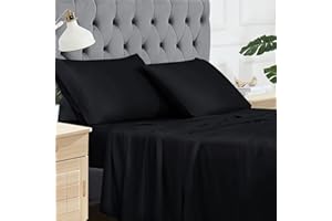 Joankaren 100% Bamboo Sheets Queen Size - Cooling Deep Pocket Bed Sheets, Soft Breathable Bamboo Viscose, 4 PCS Luxury Sheet 