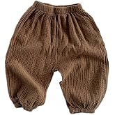 LNICEAR Toddler Baby Boys Girls Pants Basic Plain Comfy Cotton Linen Casual Trousers Bloomers