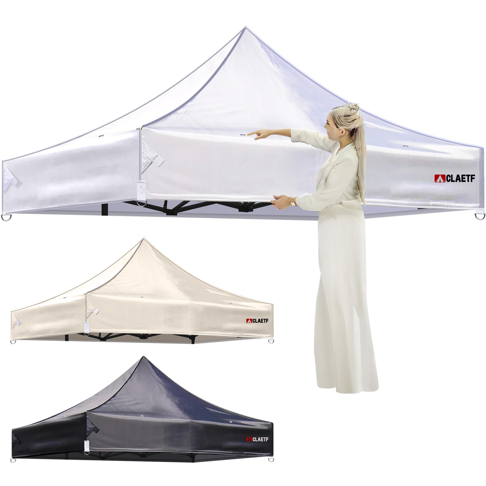 Photo 1 of CLAETF 10x10 Canopy Replacement Top,Pop Up Canopy with 8 Drainage Holes,Canopy Tent Top Cover for Outdoor,Garden,Patio,Pavilion,Sun Shade.(TOP Only) (White)