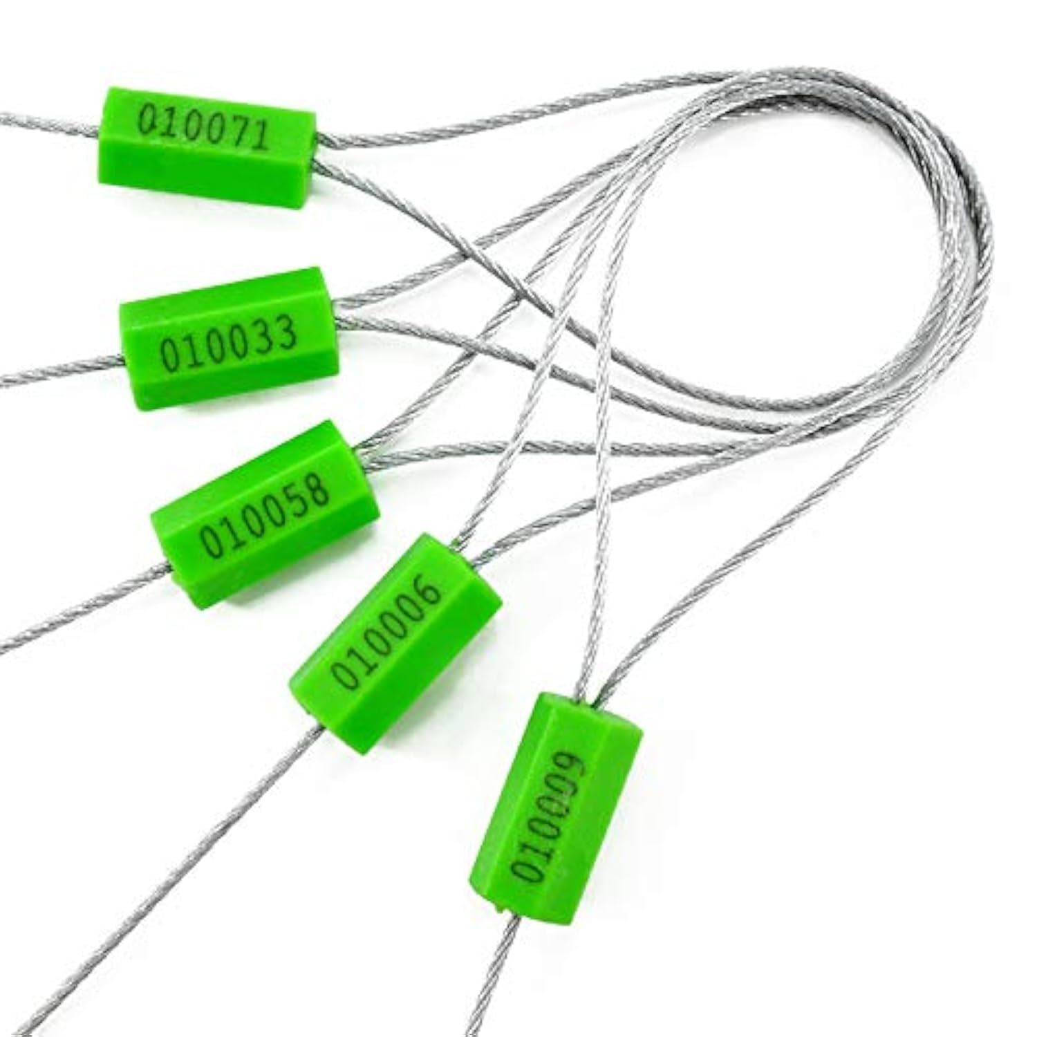 100pcs Numbered Steel Wire Cable Seals Tamper Proof Container Seals Security Lock for Trailer Self-Locking Safety Strap for Tanker Truck(Green)