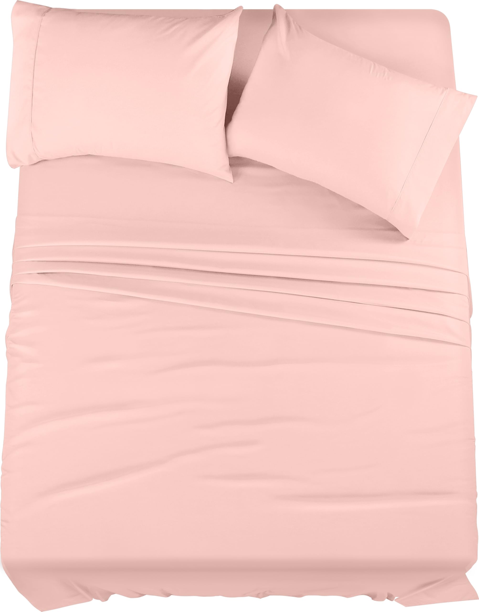 Photo 1 of  Queen Sheet Set – 4 Piece Bed Sheets for Queen Size Bed, Soft and Breathable Microfiber, Includes 1 Fitted Sheet, 1 Flat Sheet and 2 Pillowcases (Tea Pink)