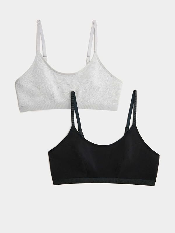 Lot de 2 Hauts Courts Premier Soutien-Gorge en Coton Mélange De Noir UK 6 (EU 34) — photo 2 sur 4