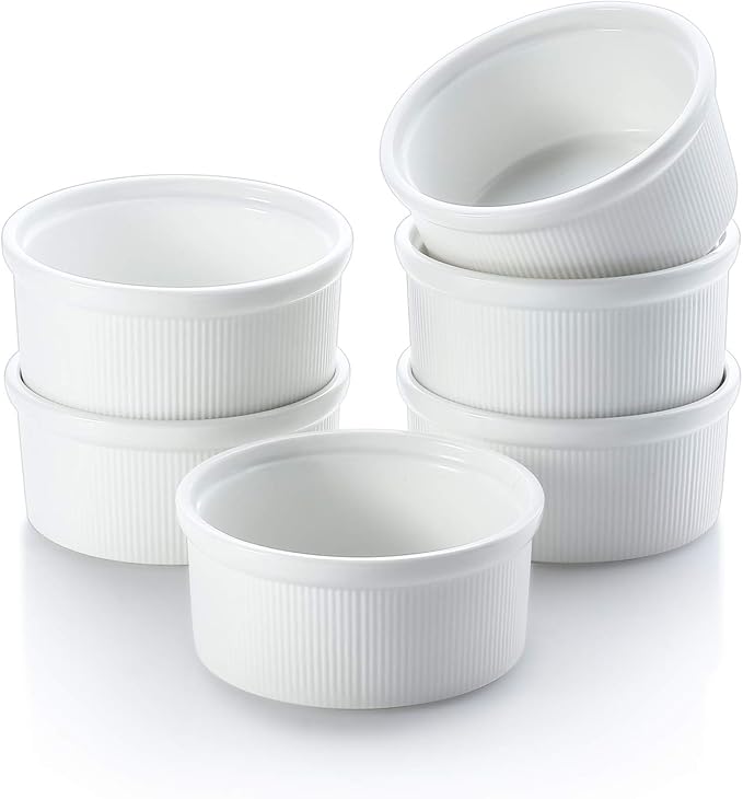 CONNYAM 6 OZ Ramekin Bowls Oven Safe, 6PCS Premium Bone