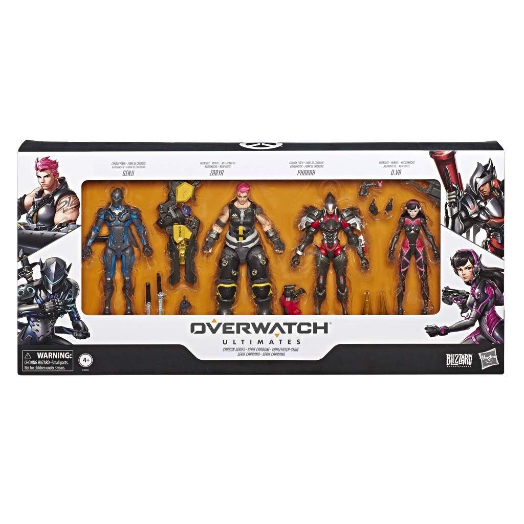Overwatch Ultimates Series 6-Inch Collectible Carbon Series Action Figure 4-Pack with Genji, Zarya, Pharah, and D. Va – Blizzard Video Game