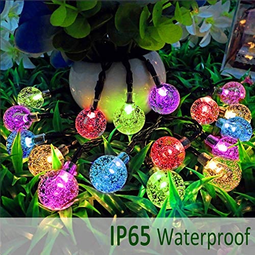 Solar Globe String Lights, 21ft 30 LEDs Solar String Lights Garden Outdoor,8 Modes Outdoor Multi-Colored Waterproof Crystal Ball Fairy Lights for Garden Yard Home Party Wedding Decor (Multicolor)