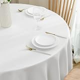 SPRICA Round Jacquard Tablecloth 160cm White Heavyweight Water Resistant view 2