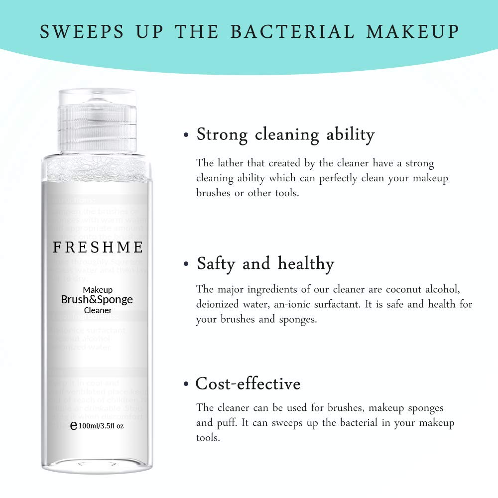 Makeup Brush Sponge Cleaner Set - Instantly Deep Wash Cleanser Shampoo Portable Cosmetic Cleaning Mat Kit Cruely Free Perfect Professional Solution Tools Protect Silicone Scrabber Board Pad, 3.5 OZ