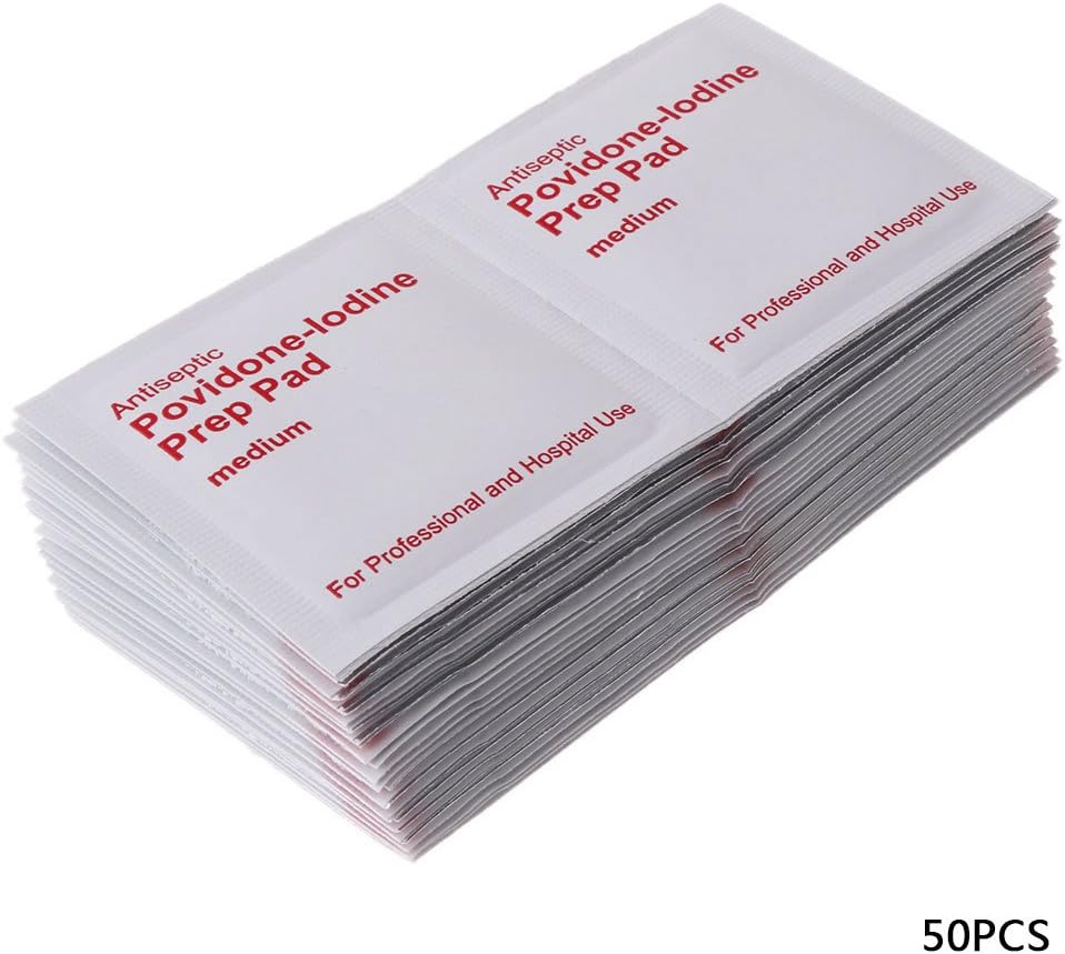 KunmniZ 50Pcs Wound Dressings Cleaning Tissue Iodine Wipes Anti Microbial Infection Preventing