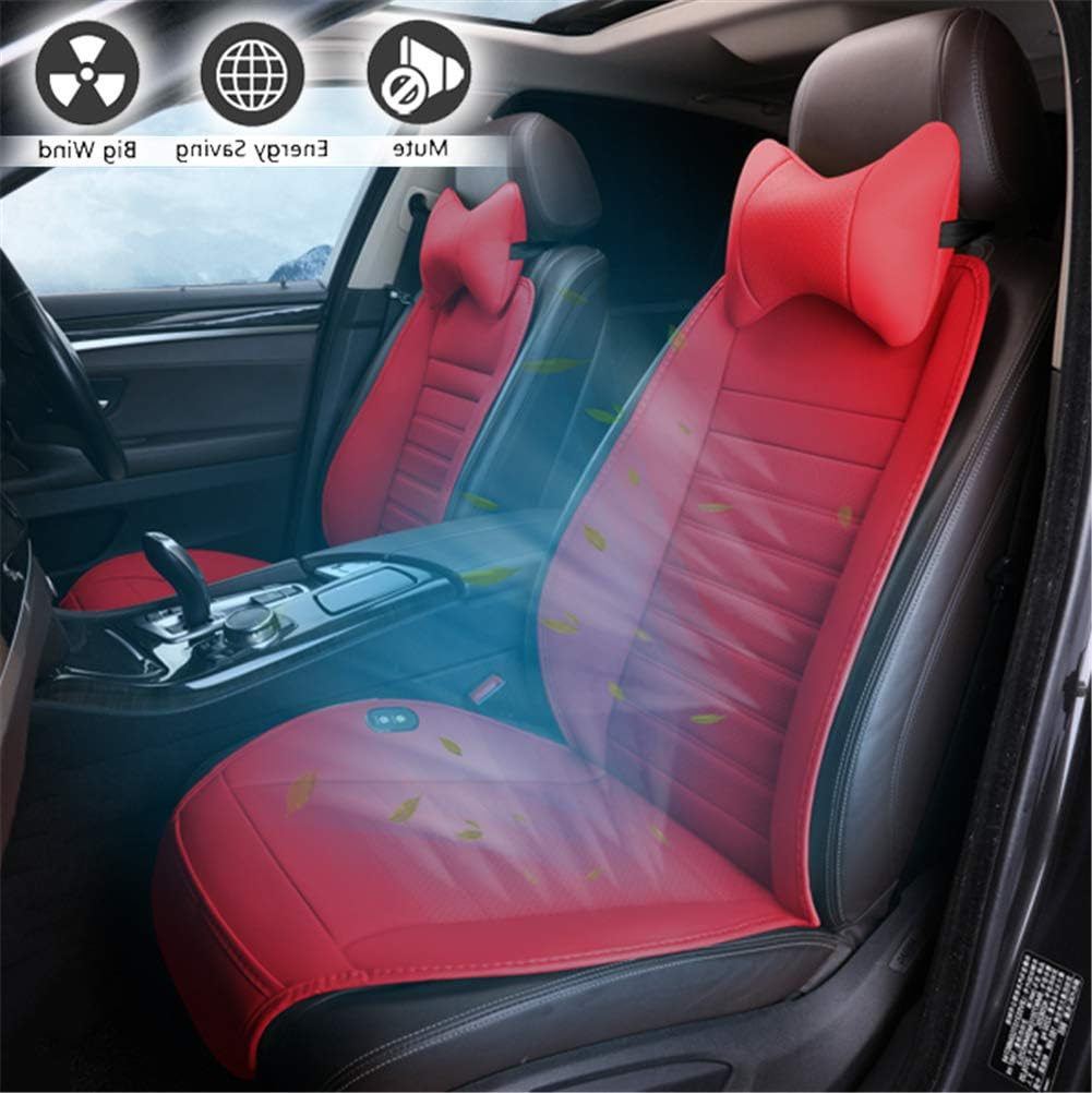 Amazon Co Jp 空冷式シートカバー シートクーラー 人間工学に基づいた快適な夏用温度コントローラー調節可能な風速車のシートクーラー トラック ホームおよびオフィス 赤 ホーム キッチン