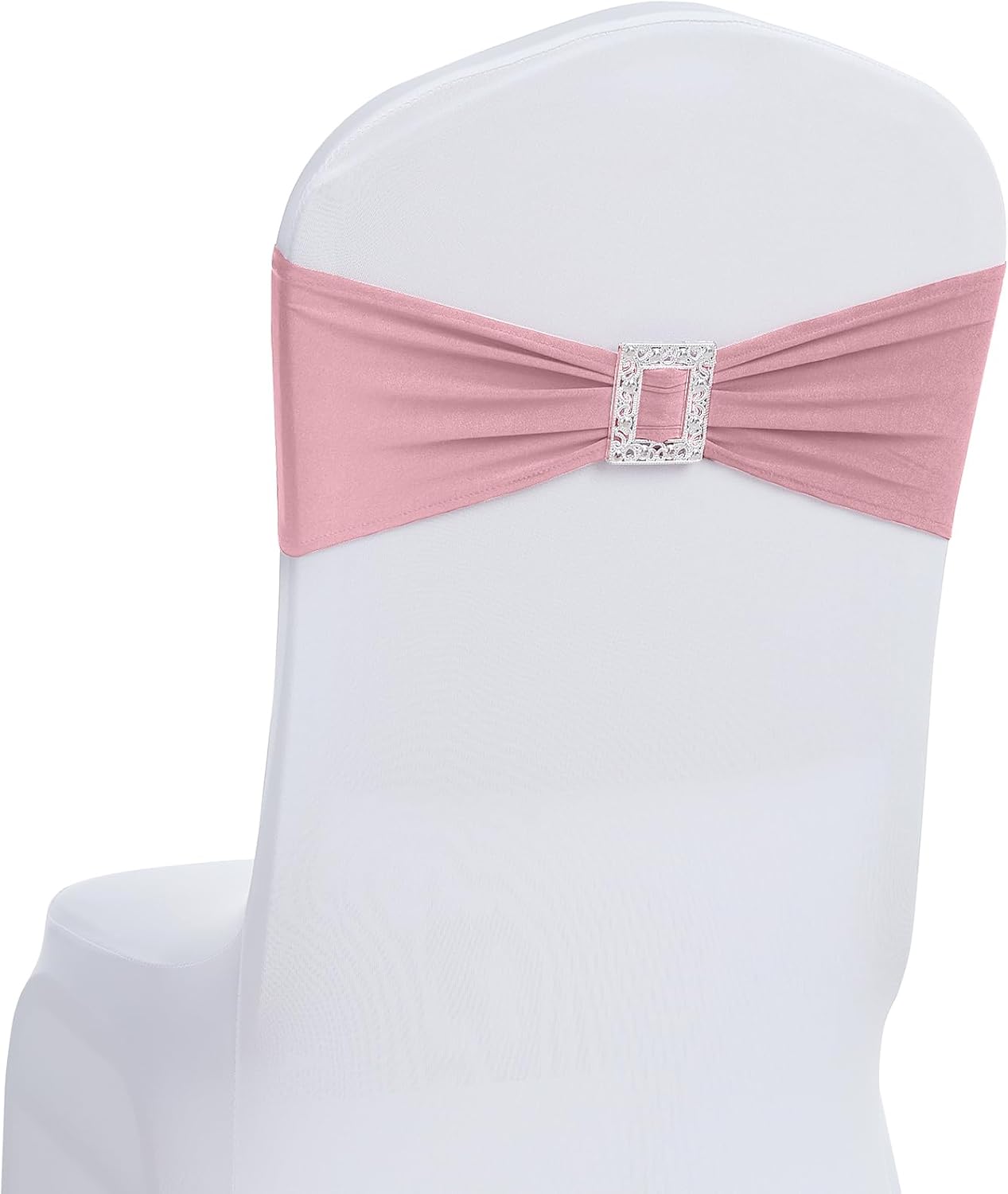 Slipcovers - Joccun 60 PCS Spandex Chair Sashes Bows Stretch Chair Cover Band with Buckle Slider Universal Elastic Chair Ties for Wedding Banquet Party Event Decoration (Dusty Pink)