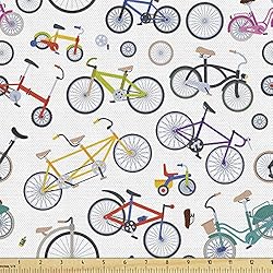 Ambesonne Bicycle Fabric by The Yard, Retro