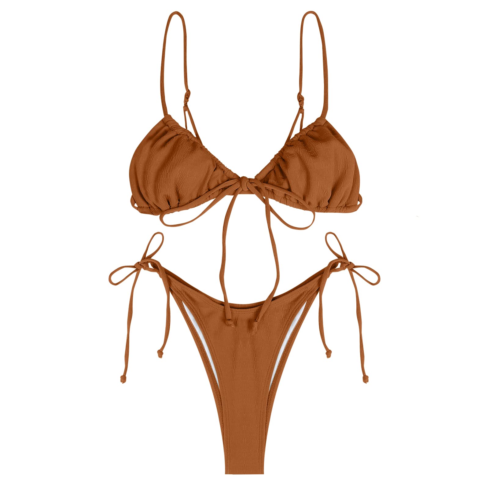 Photo 1 of SZ 6 ZAFUL Ribbed Halter Straps Tanga Cheeky Bikini Swimwear