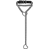 ADEMISHIA Handmade Black Heart Choker Collar For Women, Punk Gothic O-ring Slip Chain Necklace with Adjustable Vegan Leather Buckle