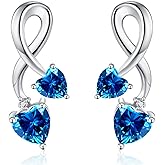 Earrings for Women, S925 Sterling Silver Birthstone Heart Studs Earring for Girlfriend Wife, Anniversary Birthday Christmas Valentines Mothers Day Gifts Jewelry for Womens Wife Her Mom