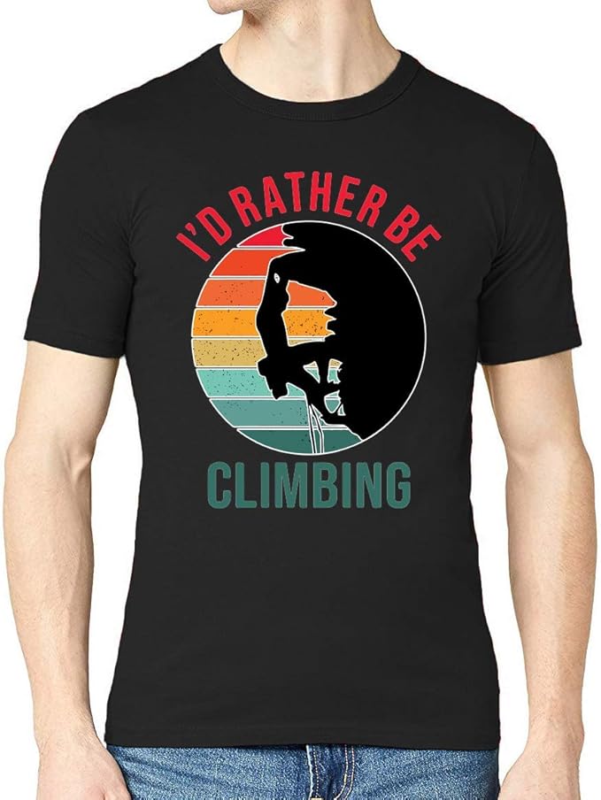 I'd Rather Be Climbing Rock Climbing Art Men's Crew Neck TShirt