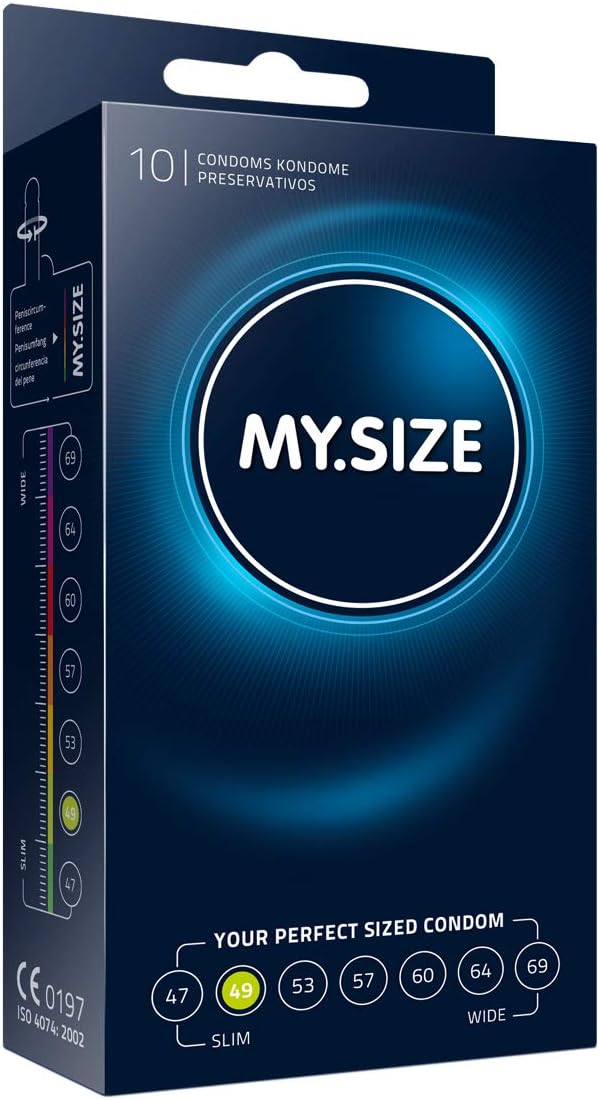 MY.SIZE Classic Condoms Size 2 I 49 mm Width I 10 Pieces Standard Pack I Premium Condoms Extra Thin I True to Touch Gossamer I Thin 0.07 mm wall Thickness I Vegan I for Men