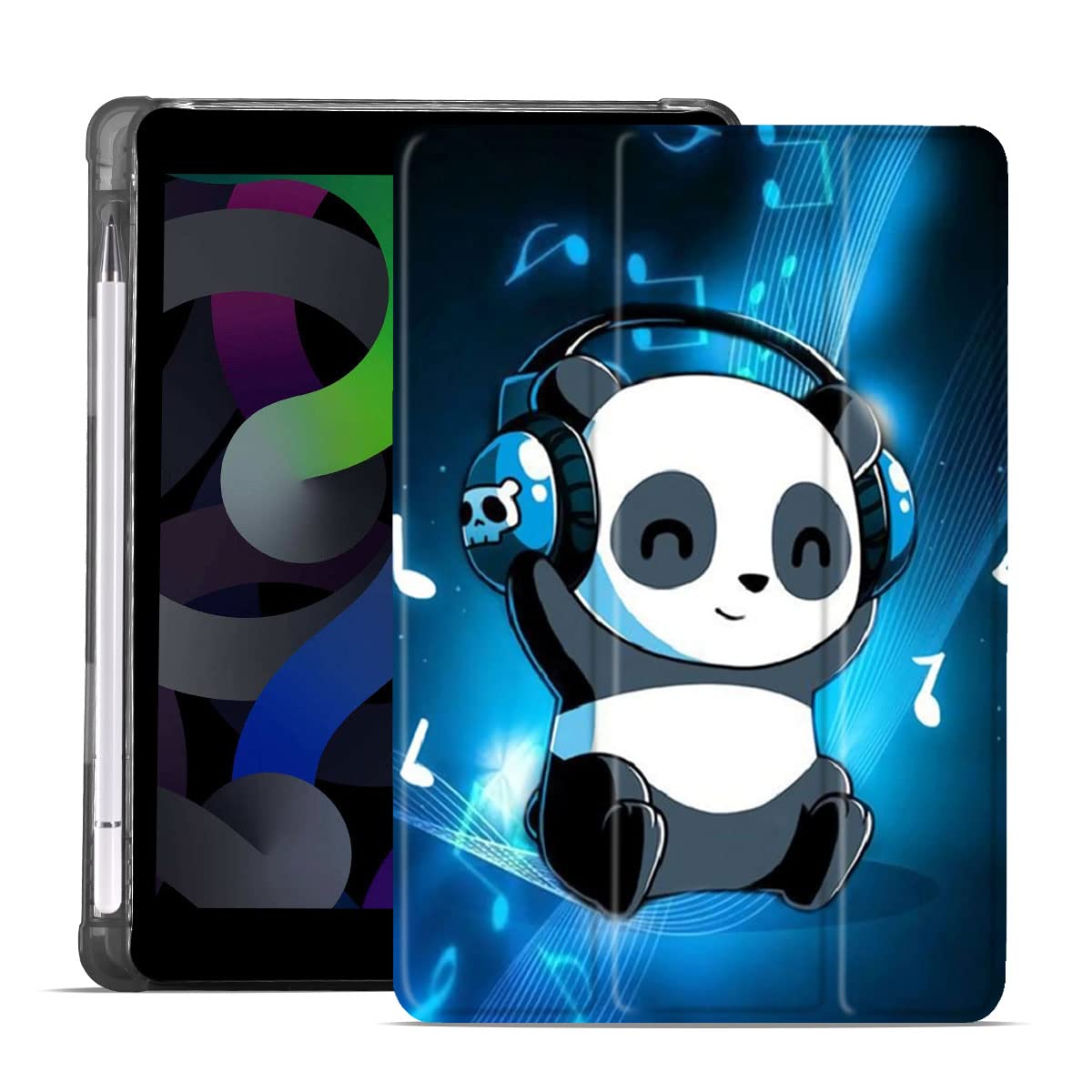 MAYCARI Cute Panda Case for iPad Pro 12.9 inch 2021/2020/2018, Cute Case with Pencil Holder, Support Auto Sleep/Wake, Soft TPU Back Protective Case for Girls Women Men