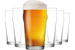 XKONG Beer Glasses Set,20oz Tumbler Set of 6, Unique Design Glasses Easy Stacking in The Cupboard