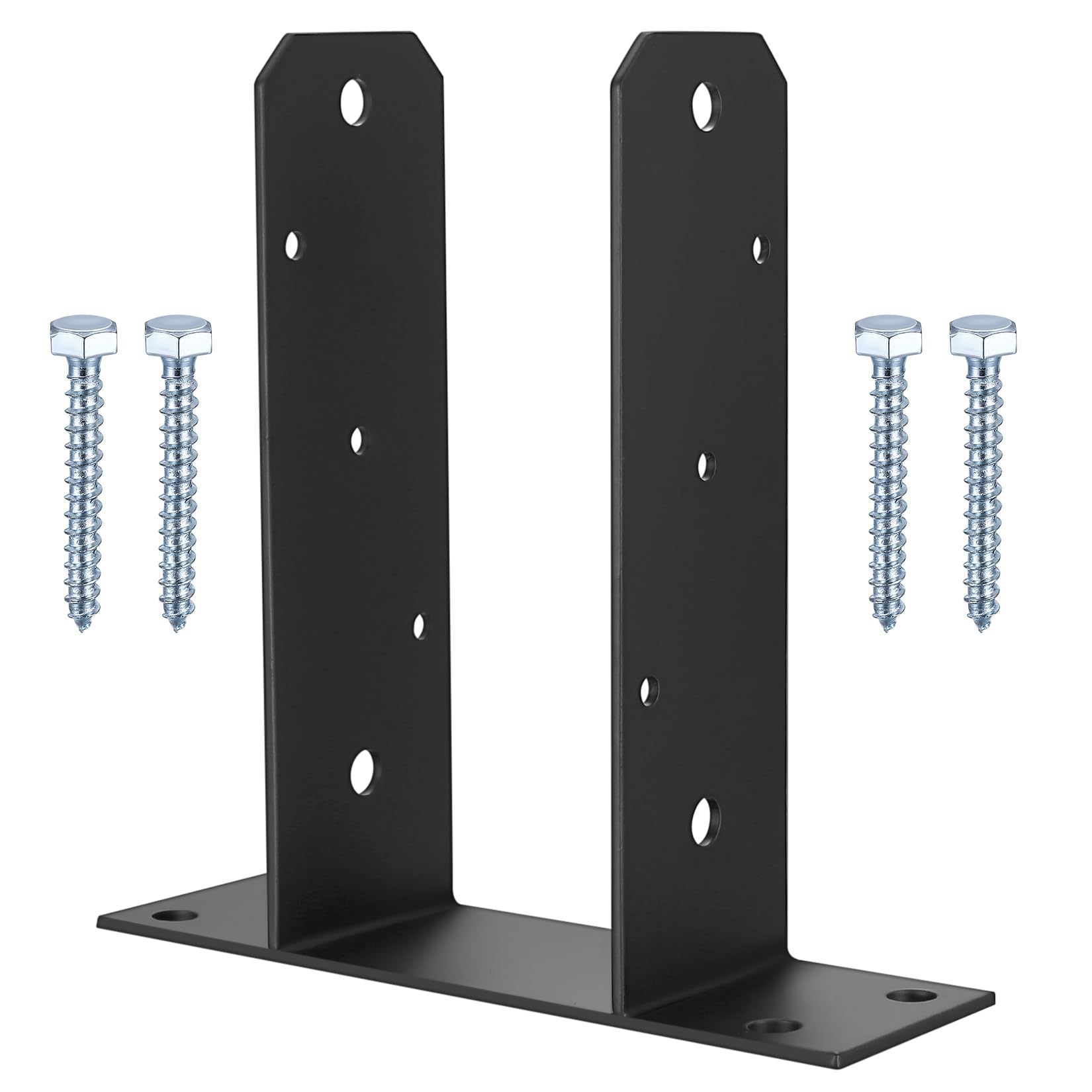 U-Post Support, Fence Post Supports, Wood Fence Pergola Post Base Brackets, Heavy Duty Square U-Shaped Post Support for Screwing On, Base Plate Fence Posts Anchors, 3.54 Inch