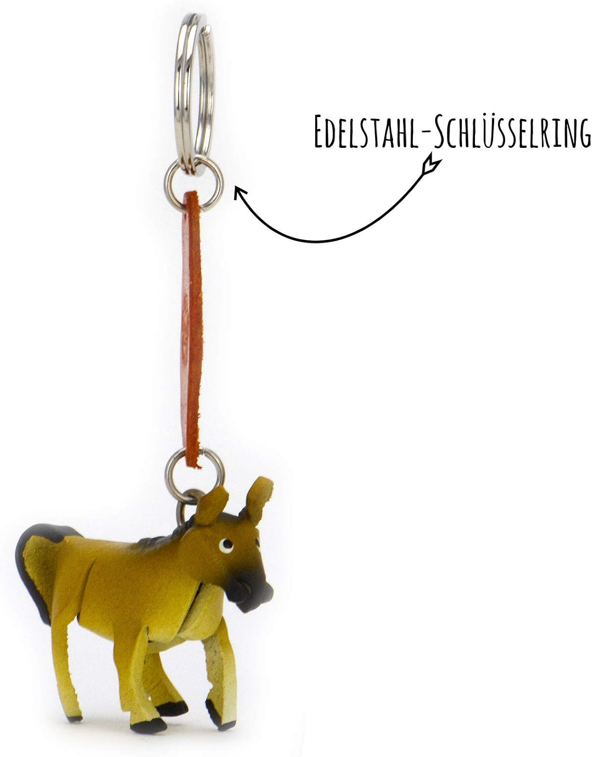 MONKIMAU Leather Keyrings Horse, Beige - Image 5