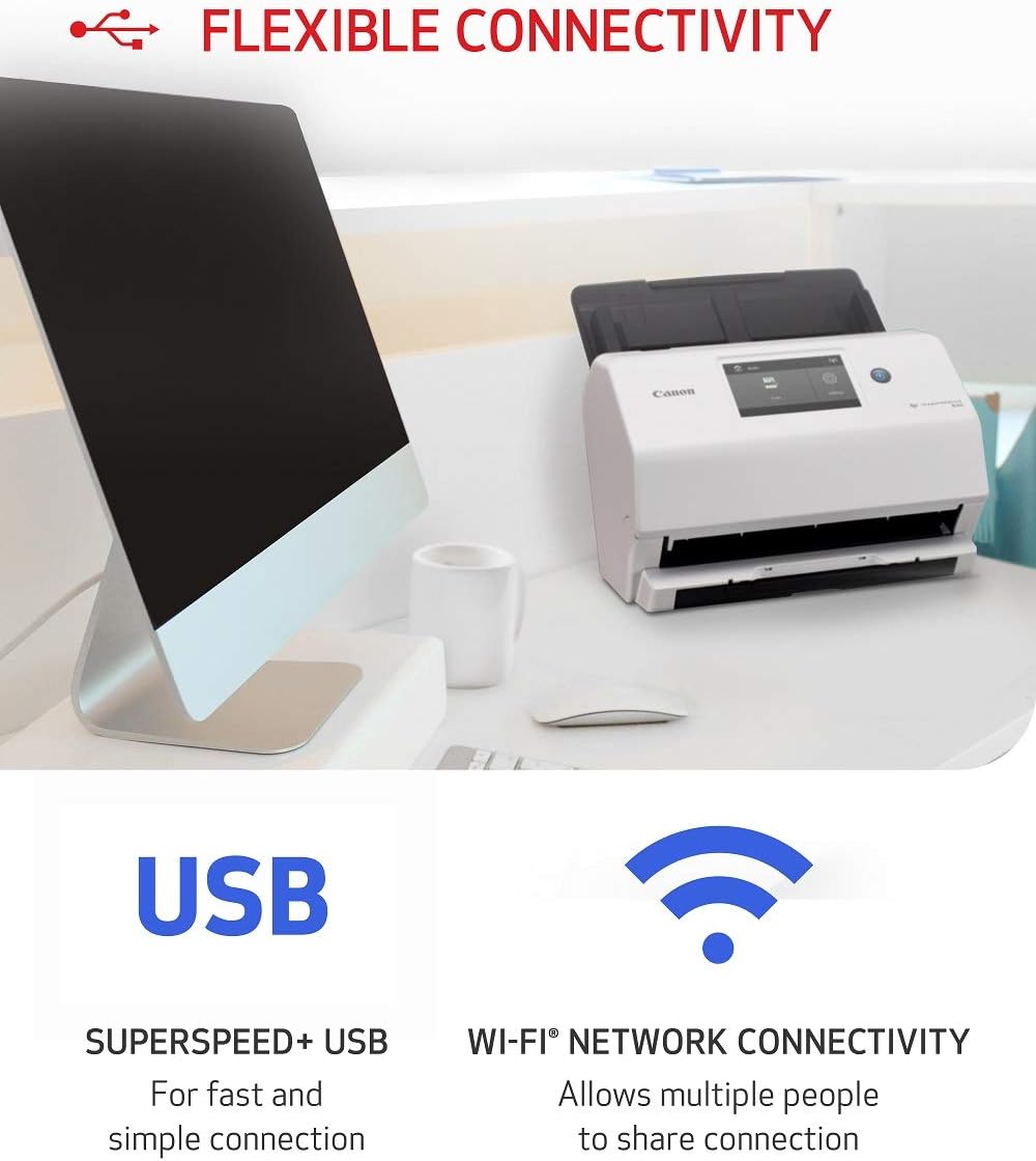Canon imageFORMULA R50 Office Document Scanner for PC and Mac - Color Duplex Scanning - Connect with USB Cable or Wi-Fi Network - LCD Touchscreen - Auto Document Feeder - Easy Setup - (4823C001AA): Electronics