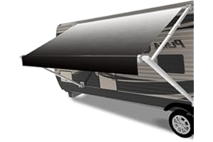 CYLAND RV Awning Fabric Replacement,Camper Trailer Motorized Awning Replacement for Motorhome,Heavy Duty Weatherproof 18.5oz Outdoor Vinyl RV Canopy 21'(Fabric 20'2") Black Fade