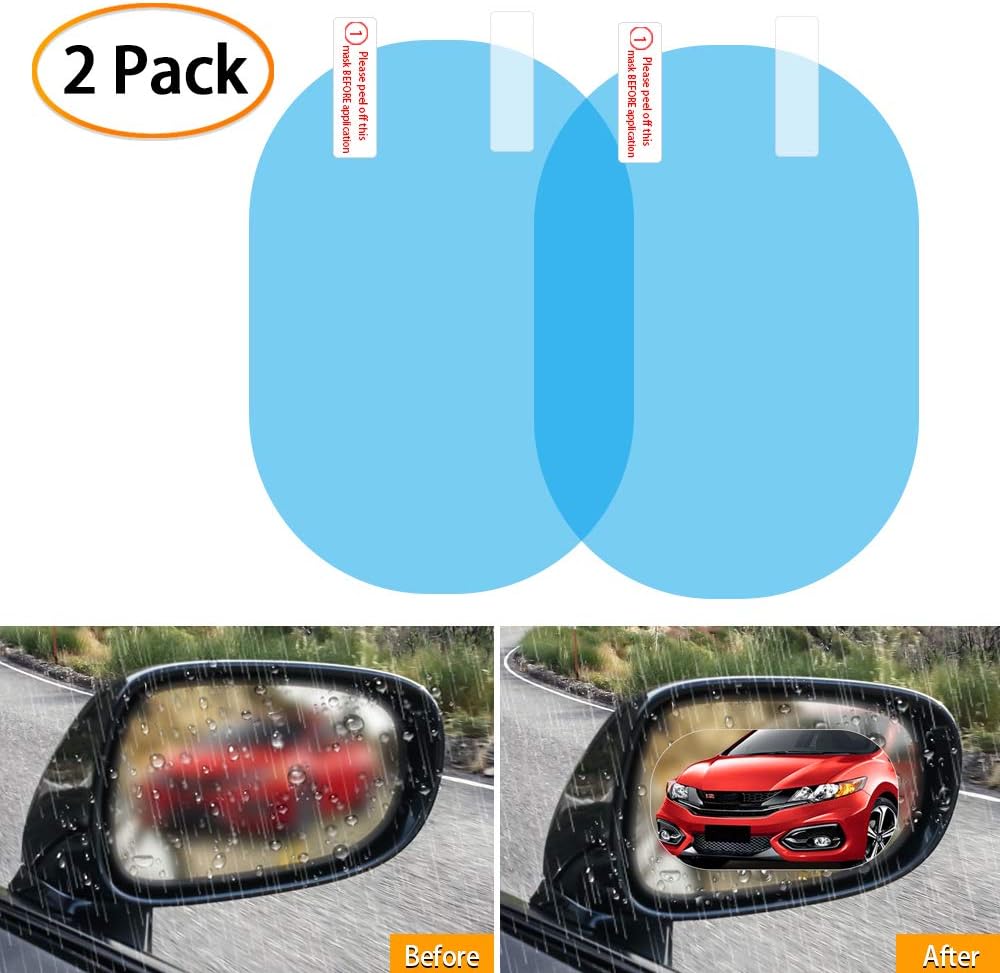 CIIHON 2PCS Car Rearview Mirror Waterproof Film Oval Anti Fog Anti-Glare Anti-Scratch Rainproof Side Mirror Protector Clear