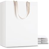 YACEYACE White Kraft Bags with Handles, 10Pcs 10"x5"x13" Large White Paper Gift Bags, Wedding & Birthday Occasion