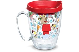 Tervis Peanuts Christmas Collage Made in USA Double Walled Insulated Tumbler Travel Cup Keeps Drinks Cold & Hot, 16oz Mug, Classic