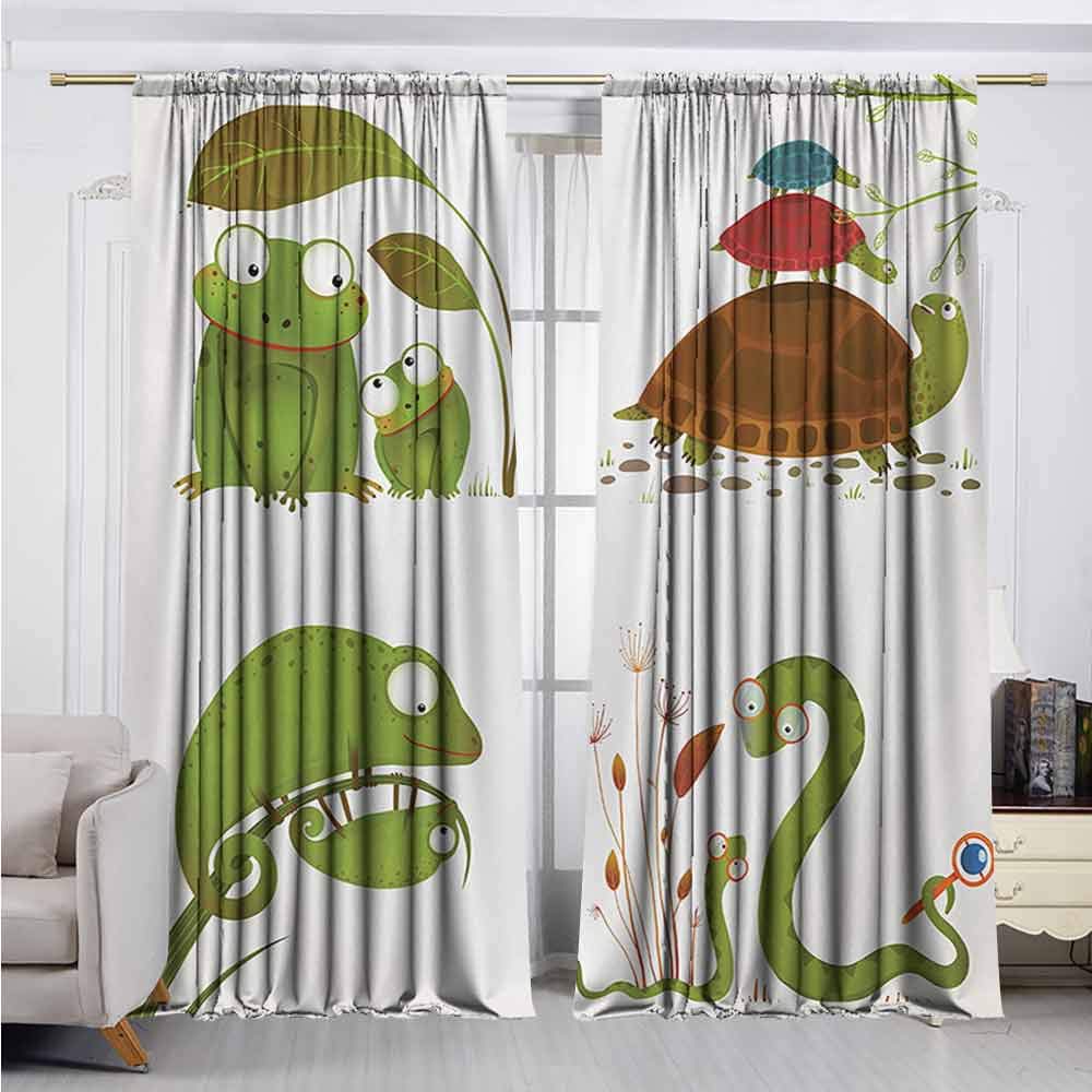 Alston Bertha Reptile Shading Insulated Curtain Reptile Family Colorful Baby Collection Snake Frog Ninja Turtles Love Mother Soundproof Shade W52 x L63 Inch Green Brown Red